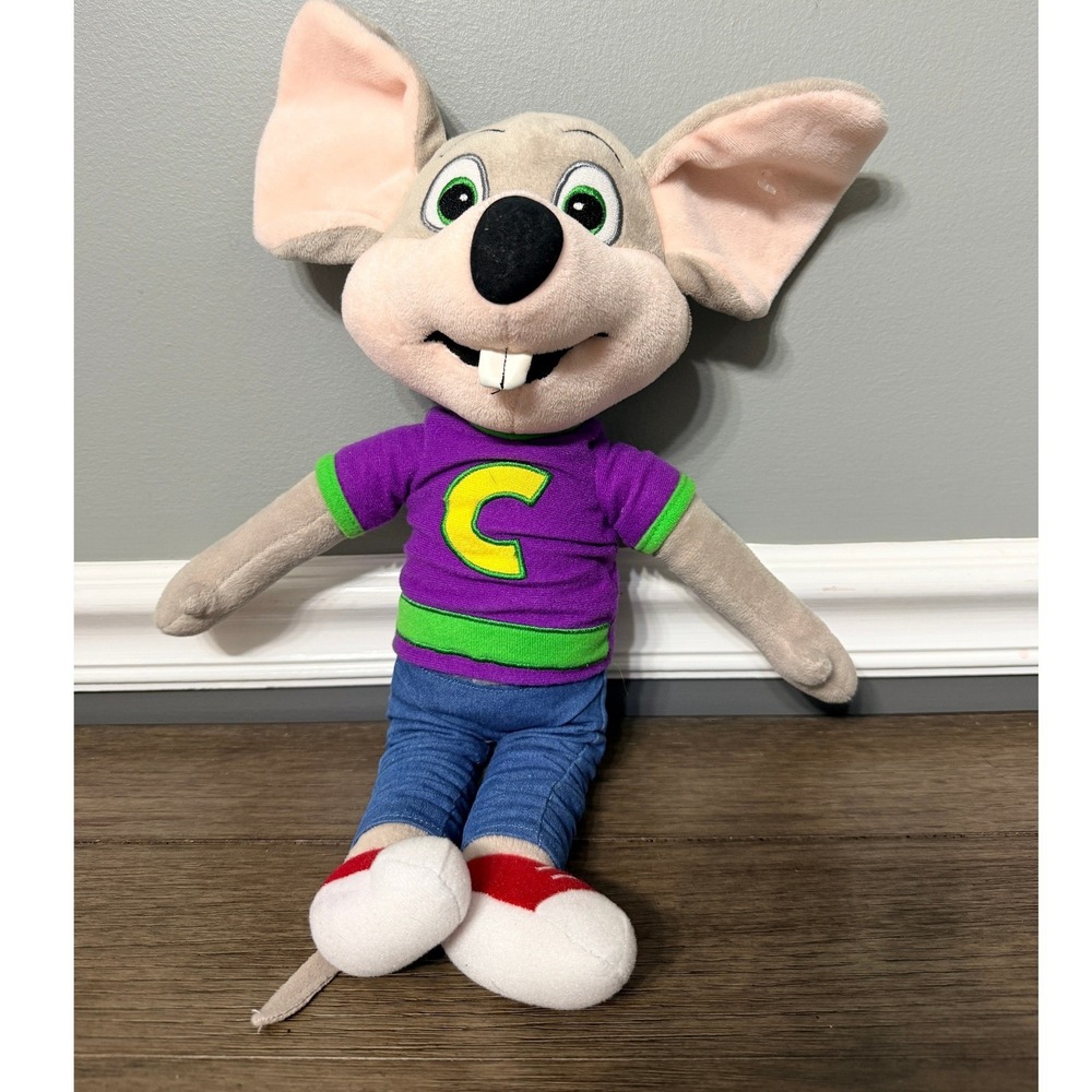 Chuck E.‎ Cheese 12" Plush Mascot Stuffed Animal Mouse Purple Shirt CEC 2017